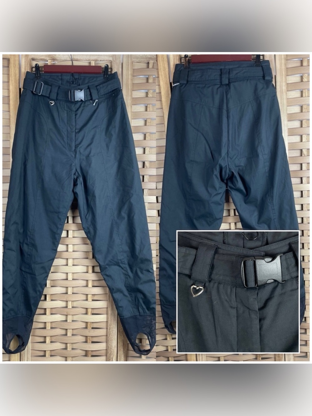 OBERMEYER Vintage 80s High Waist Insulated Snow Skiing Pants Metal Heart
